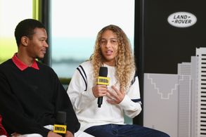 Olan Prenatt and Na-kel Smith at an event for Mid90s (2018)