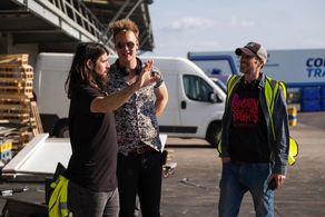 On set of Three Day Millionaire - Andrew Rodger, Jack Spring and Giles Alderson