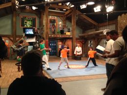 Braden in action on the set of Disney XD's Kickin' It