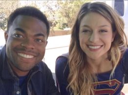 Joshua Triplett and Melissa Benoist on set of Supergirl