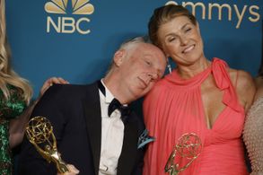 Connie Britton and Mike White at an event for The White Lotus (2021)