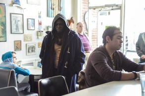 Walter Colson (center) as Simon on set of The Devil Incarnate.