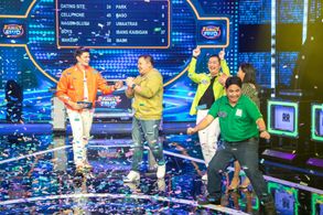 Dingdong Dantes, Kathleen Go Quieng, Atong Redillas, R.R. Herrera, and Jaypee De Guzman in Family Feud Philippines (2022