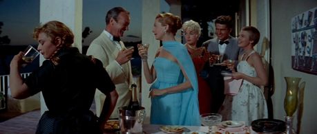 Deborah Kerr, David Niven, Mylène Demongeot, Eveline Eyfel, Geoffrey Horne, and Jean Seberg in Bonjour Tristesse (1958)