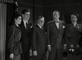 Claire Du Brey, Harry Hayden, Donna Martell, Gar Moore, and Roland Winters in Bud Abbott Lou Costello Meet the Killer Bo