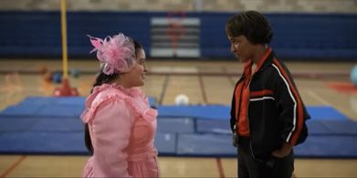 Felice Heather Monteith as Coach Lisa with Keyla Monterroso Mejia in FREERIDGE