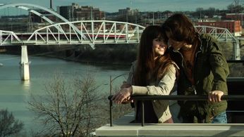 Celeste with Blake Michael on the set of 