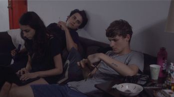 Ella Hatamian, Jack Falahee, and Giles Matthey in Hunter (2013)