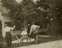 H. Lyman Broening, Allan Dwan, Fuller Mellish, and Florence Reed in The Dancing Girl (1915)