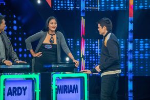 Dingdong Dantes and Miriam Quiambao in Family Feud Philippines (2022)
