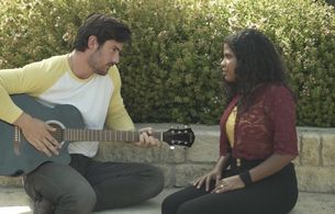 Noah Archibald and Alexa Dilone on the set of “Snap”. (2021)