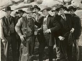 Robert Armstrong, Buck Bucko, Richard Dix, Herman Hack, and Lew Morphy in The Kansan (1943)