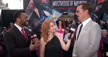 Interviewing Benedict Cumberbatch alongside co-host Tamara Krinsky