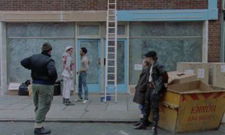 Daniel Day-Lewis, Stephen Marcus, Dawn Archibald, Gordon Warnecke, and Jonathan Moore in My Beautiful Laundrette (1985)