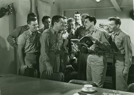 Richard Jaeckel, Murray Alper, Richard Crane, William Eythe, Kevin O'Shea, and Dave Willock in Wing and a Prayer (1944)