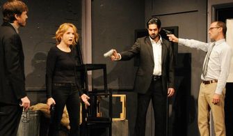 Leif Gantvoort (left),Leah Thompson (middle),Nick Greco and Bill Kessler (right) perform sketch comedy for ACME Saturd