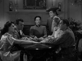 Binnie Barnes, Bud Abbott, Lynn Baggett, Lou Costello, John Shelton, and Gale Sondergaard in The Time of Their Lives (19