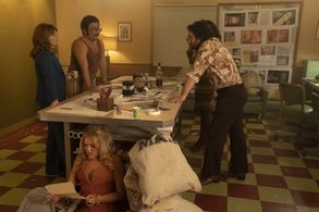 Ophelia Lovibond, Jake Johnson, Jessica Lowe, and Oscar Montoya in Minx (2022)