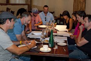 Cast table read for Fare (2016).
