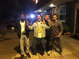 Jonathan Ajayi, Josh Casswell, Michael Peace & James G. Nunn on set of 'HALLELUJAH' (2017)