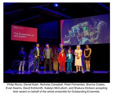 Accepting the 2018 Dora Award for Outstanding Ensemble in General Theatre Division