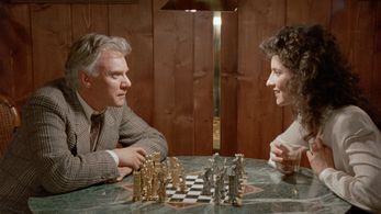 Malcolm McDowell and Madolyn Smith Osborne in The Caller (1987)