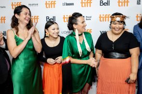 Brooklyn Letexier-Hart, Danis Goulet, Tara Woodbury, and Violet Nelson at an event for Night Raiders (2021)