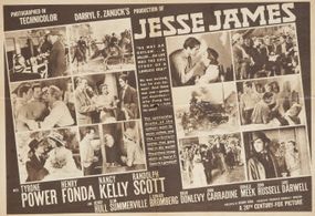 Henry Fonda, Tyrone Power, Randolph Scott, Jane Darwell, Henry Hull, Nancy Kelly, and Slim Summerville in Jesse James (1