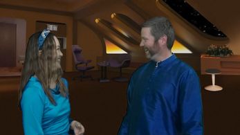 Bryan Kreutz and Lili Fox-Lim in A Captain's Log (2021)