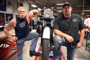 Paul Teutul Jr. and Paul Teutul Sr. in American Chopper Live: The Build Off (2011)