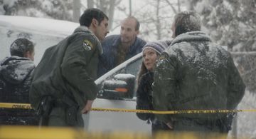 Amanda Brown, Skyler Bible, Will Madden, and Kevin Changaris in The Wolf of Snow Hollow (2020)