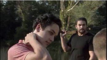 September 2013. Ian Gregg with Jason Momoa on The Red Road.