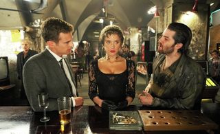 Billy Bob Thornton, Jim Sturgess, Amber Heard, and Theo James in London Fields (2018)