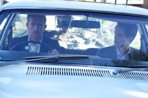 Still of Matt Callan and Simon Lyndon on the set of 'Thanks For The Ride' 2012