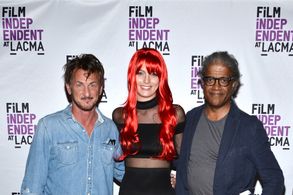 Sean Penn, Elvis Mitchell, and Leila George