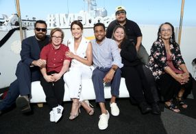 Tantoo Cardinal, Camryn Manheim, Adrian Martinez, Michael Ealy, Cobie Smulders, Jake Johnson, and Cole Sibus at an event