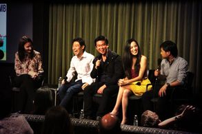 Director Junya Sakino and Actors Eugene Kim, Jessika Van, and Dat Phan at SAG Foundation Screening of Sake-Bomb (2013)