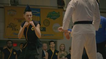 Jacob Bertrand, Tanner Buchanan, and Xolo Maridueña in Cobra Kai (2018)