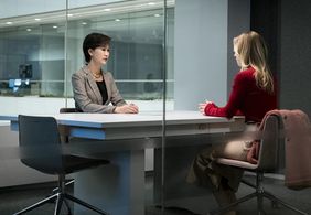 Cindy Cheung and Kaley Cuoco in The Flight Attendant (2020)