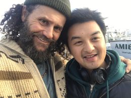 as Willy with director Dan Liu on set of NCIS: Los Angeles 