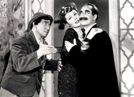 Groucho Marx, Chico Marx, Lisette Verea, and The Marx Brothers in A Night in Casablanca (1946)