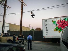 Alexander Suarez preforming a truck jump stunt on Lie to the Devil