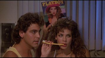George Clooney and Teri Weigel in Return of the Killer Tomatoes! (1988)