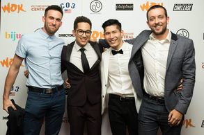 Harry and George Kirby, with Directors Chris Chung and Bruce Chong at the Wok premier.