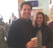 Richie Keen, Emily Cutler on set AP Bio