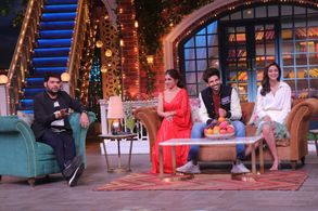 Kartik Aaryan, Kapil Sharma, Bhumi Pednekar, and Ananya Panday in The Kapil Sharma Show: The Star-Cast of Pati Patni aur