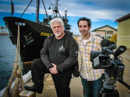 Captain Paul Watson with producer Kevin Eastwood during filming of Eco-Pirate: The Story of Paul Watson (2009)