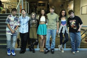 Luke Bilyk, Brendan Calton, Jill Cimorelli, Daniel Campbell, Joel Courtney, Meg Delacy, and Michael Chey - F*&% the Prom