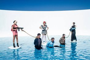 Chris Kinkade (center in the blue shirt) in a scene from Ashley Eberbach's 