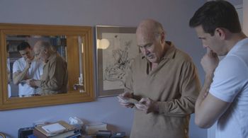 Nico Perrino and Ira Glasser during the filming of 